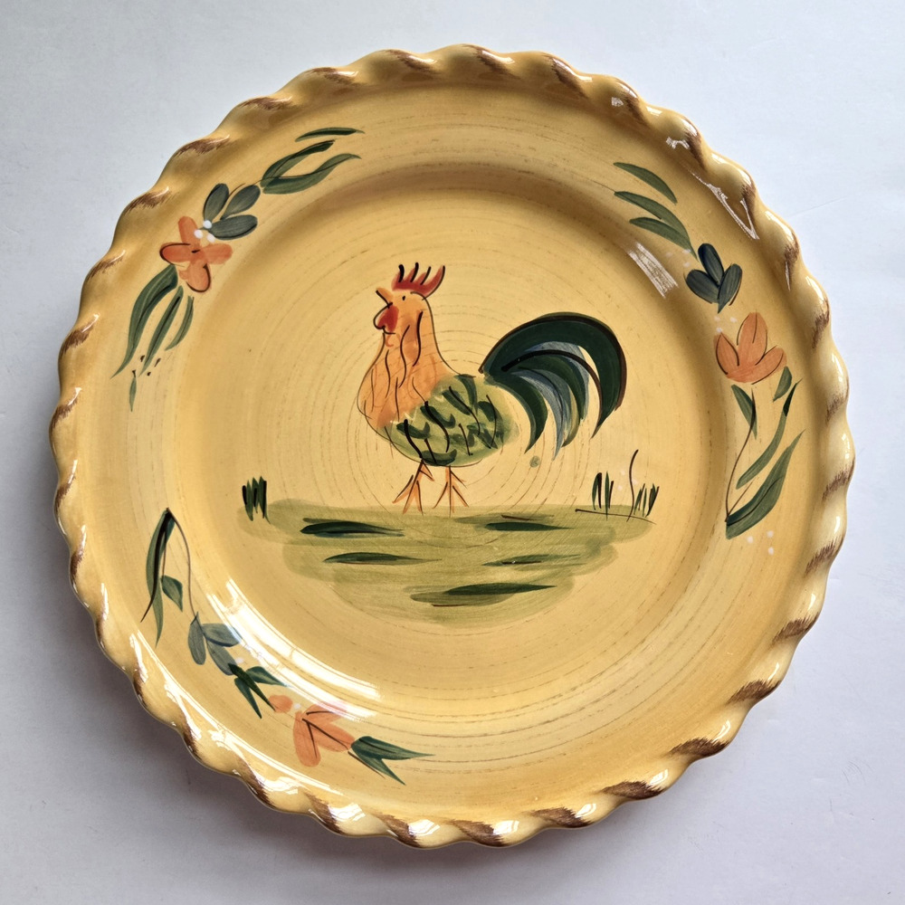 Target Home Rooster Salad Plate Hand Painted Yellow Stoneware Retro Farmhouse